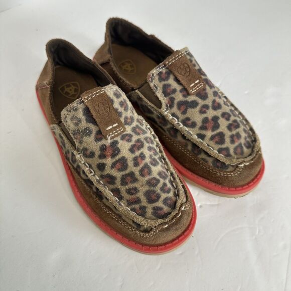 Girls Kids Ariat Cruiser Pull On Brown Suede Leopard Aztec‎ Shoes Size US 12.5 - Picture 5 of 10